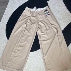 Future Collective Double waistband Wide Leg Tan Pants